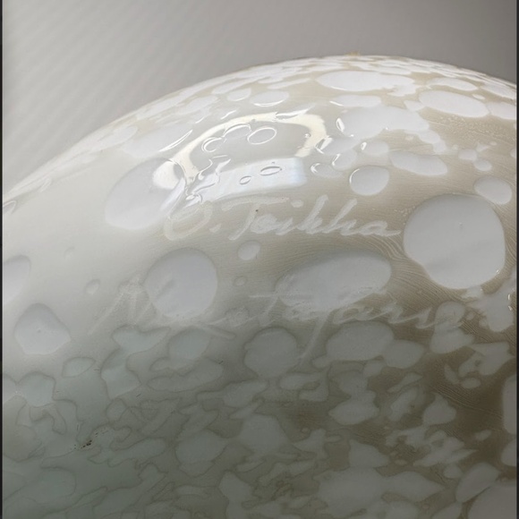 Oiva Toikka White Speckled Willow ArtGlass Bird Finland Nuutajarvi Signed/Label - Picture 12 of 12